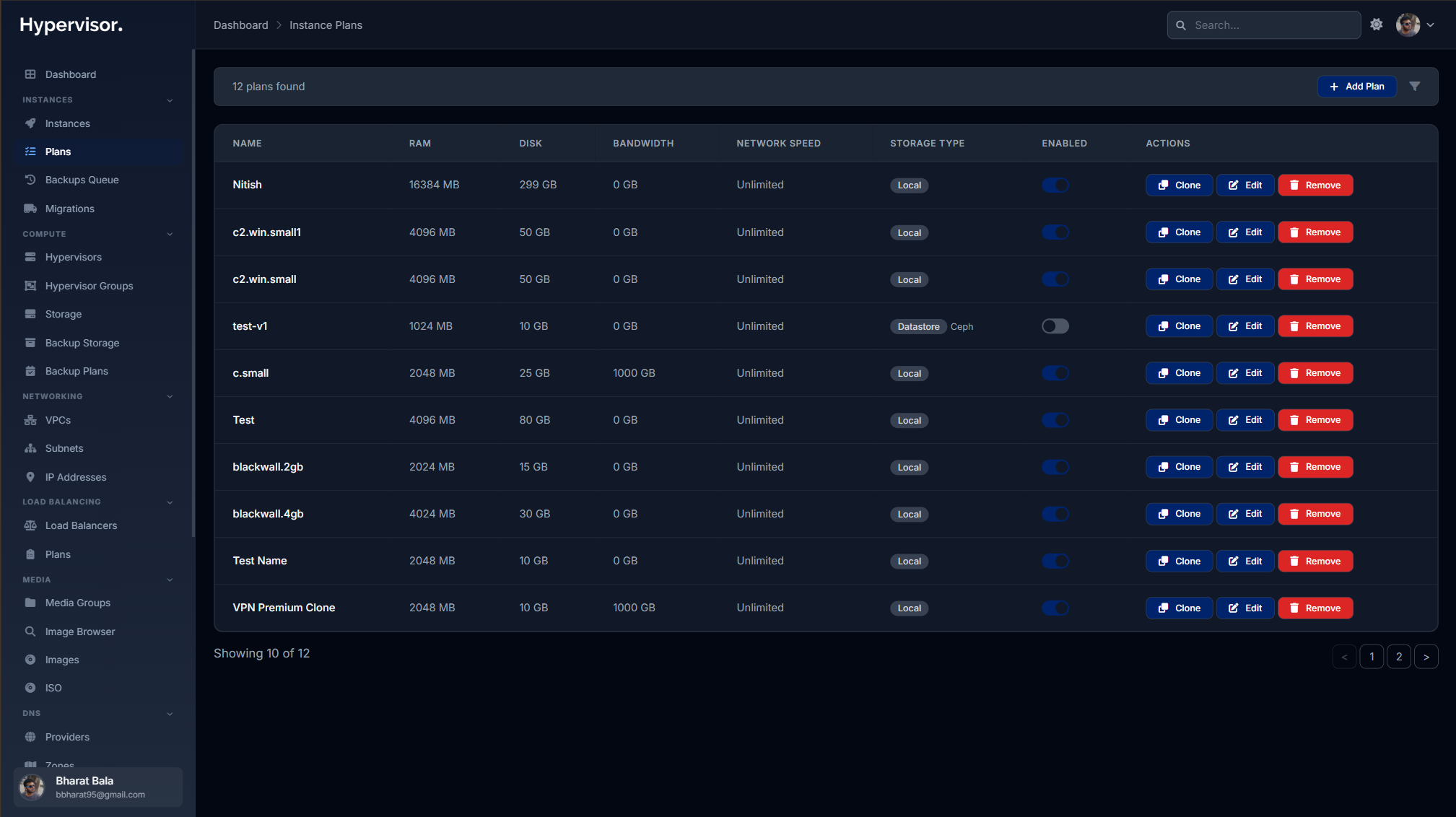 Instance plans configuration