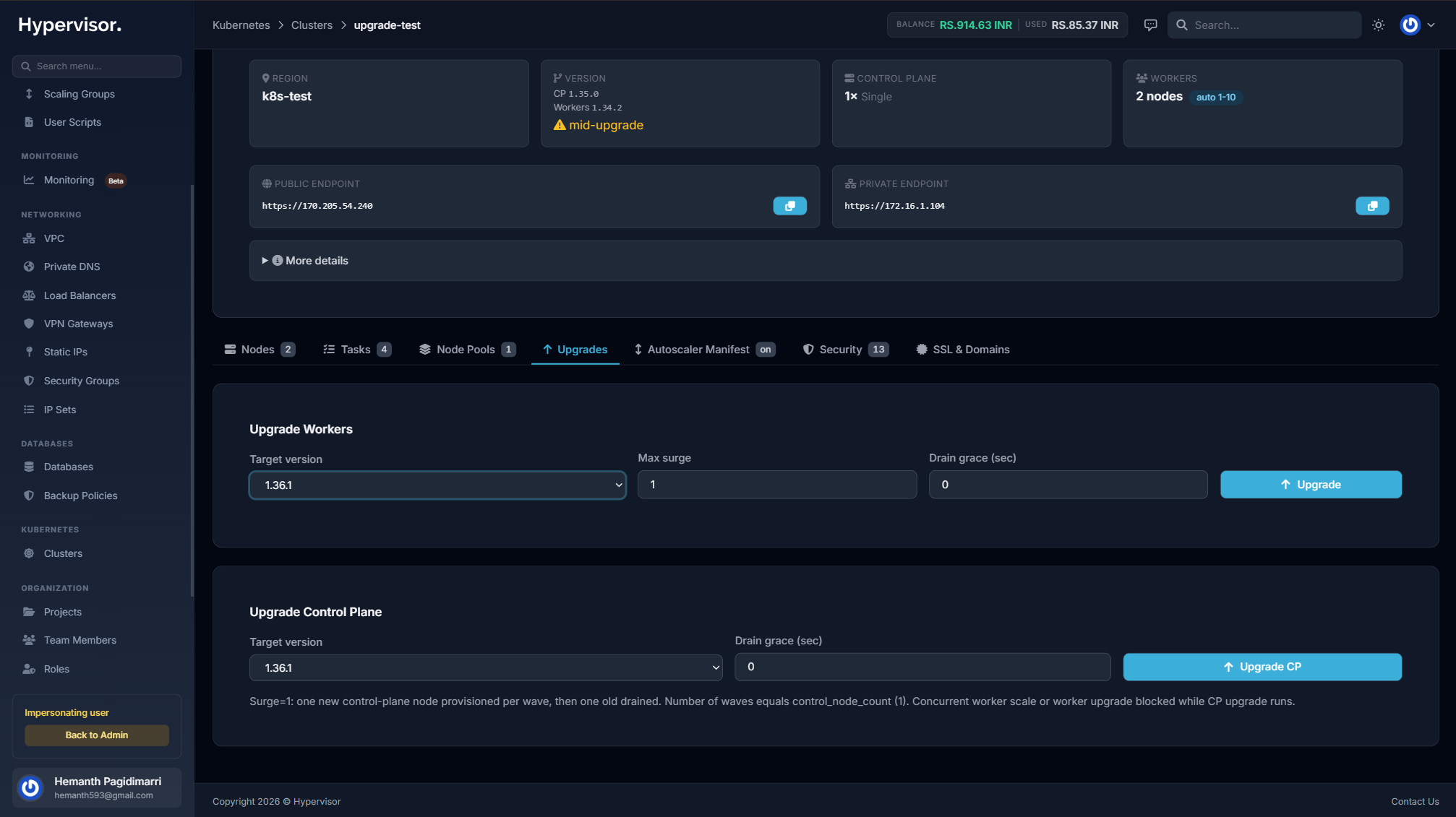 Kubernetes Rolling Upgrade UI