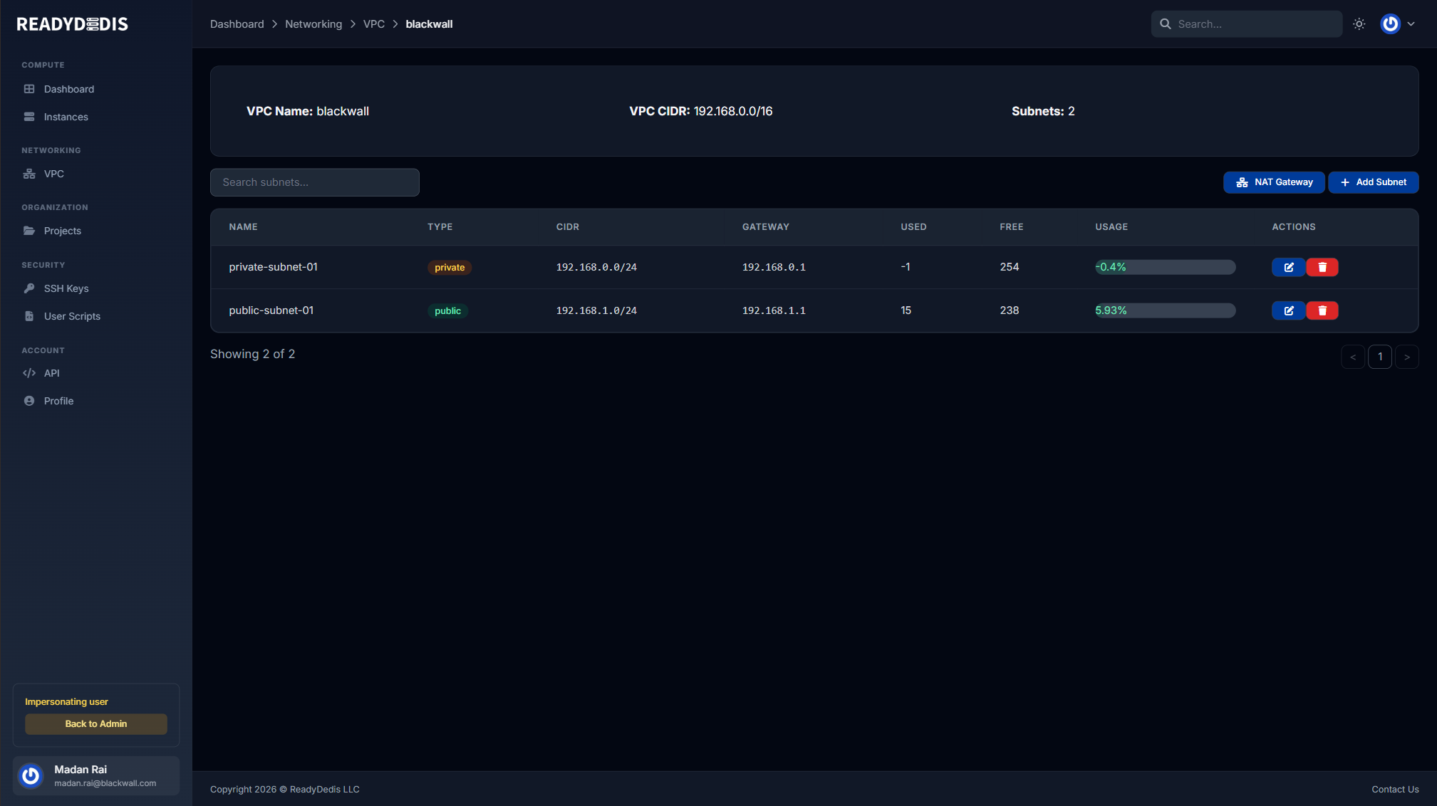 VPC Networking Dashboard